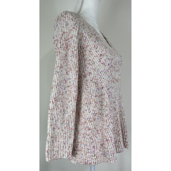 NIC+ZOE Speckled  V Neck Sweater in Cream Multi Size Small (4/6) - Picture 6 of 12